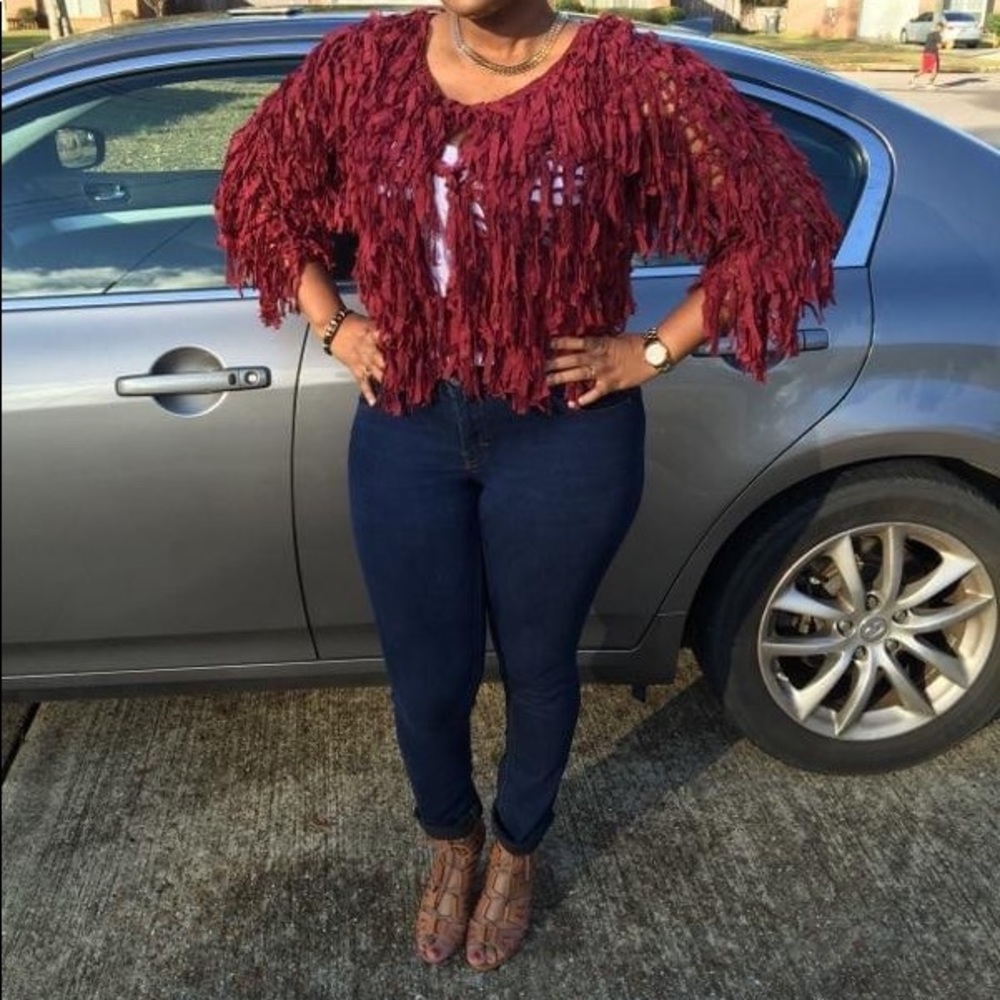 Rust fringe Cardigan